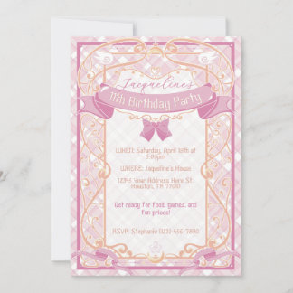 Invitation Fête d'anniversaire de princesse Art nouveau rose 