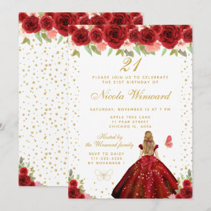 Invitation Fête d'anniversaire de princesse aux cheveux blond
