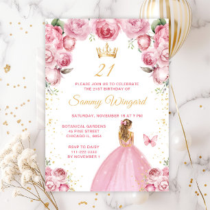 Invitation Fête d'anniversaire de princesse aux cheveux blond