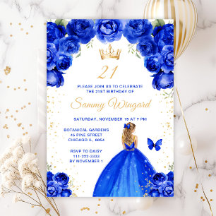 Invitation Fête d'anniversaire de princesse aux cheveux blond
