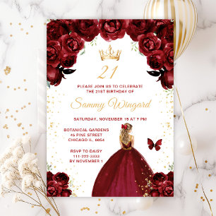 Invitation Fête d'anniversaire de princesse aux cheveux blond