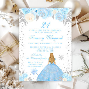 Invitation Fête d'anniversaire de princesse aux cheveux blond