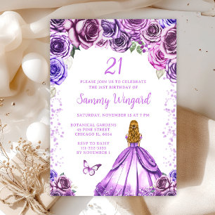 Invitation Fête d'anniversaire de princesse aux cheveux blond