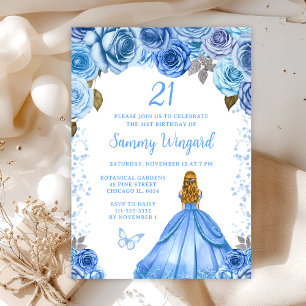 Invitation Fête d'anniversaire de princesse aux cheveux blond