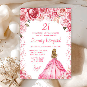 Invitation Fête d'anniversaire de princesse aux cheveux blond