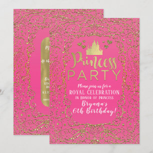 Invitation Fête d'anniversaire de PRINCESSE Château Rose Chau