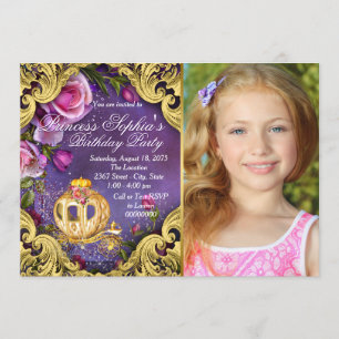 Invitation Fête d'anniversaire de princesse de conte de fées