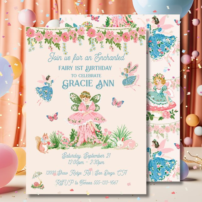 Invitation Fête d'anniversaire de princesse fée de pixie ench (Créateur téléchargé)