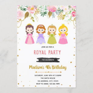 Invitation fête d'anniversaire de princesse floral