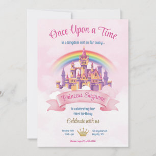 Invitation Fête d'anniversaire de princesse illustrative colo