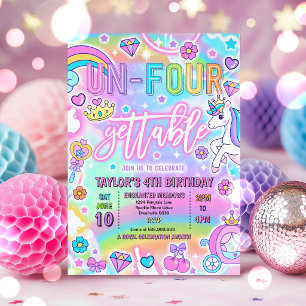 Invitation Fête d'anniversaire de princesse inoubliable 4 ans