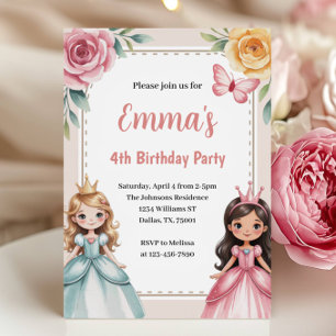 Invitation Fête d'anniversaire de princesse mignonne