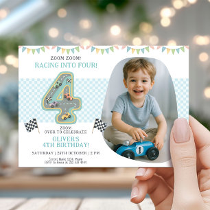 Invitation Fête d'anniversaire de quatrième année de voiture 