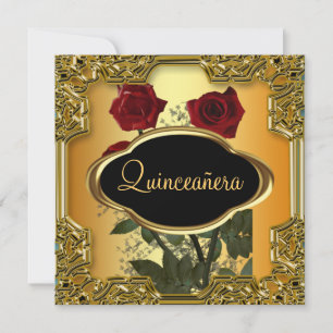 Invitation Fête d'anniversaire de Quinceanera Or