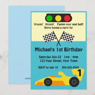 Invitation Fête d'anniversaire de Race Car