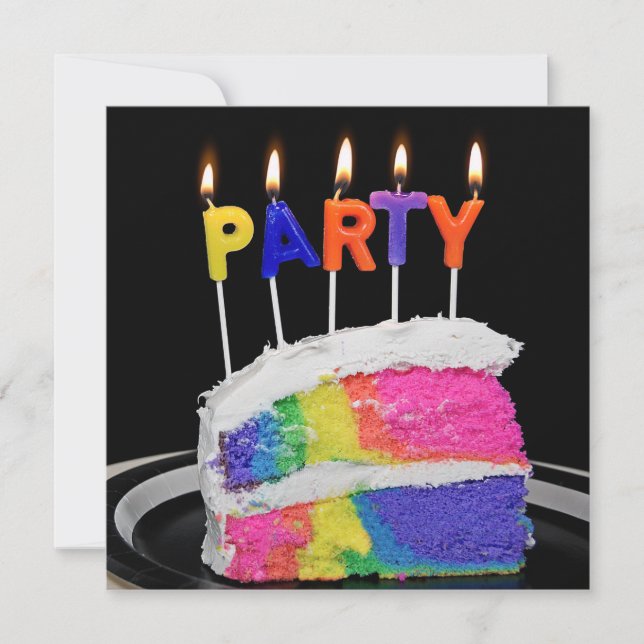 Invitation Fête d'anniversaire de Rainbow Cake (Devant)
