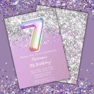 Invitation Fête d'anniversaire de Rainbow Sparkle Glitter Gir