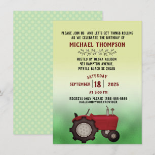 Invitation Fête d'anniversaire de Red Tractor