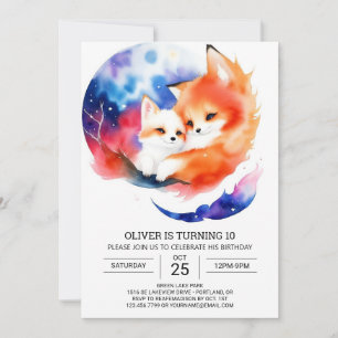 Invitation Fête d'anniversaire de renard lunaire délice