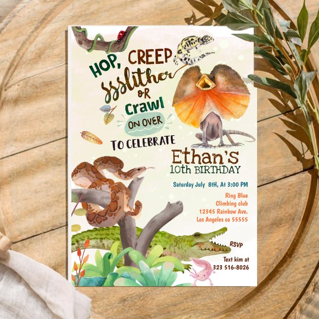 Invitation Fête d'anniversaire de reptile (Créateur téléchargé)