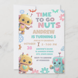 Invitation Fête d'anniversaire de robot moderne personnalisé