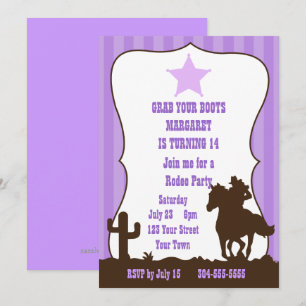 Invitation Fête d'anniversaire de rodéo de cow-girl