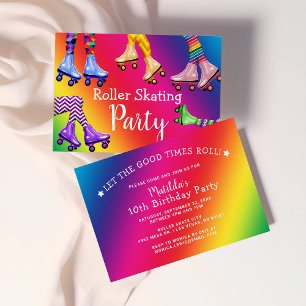 Invitation Fête d'anniversaire de roller rétro