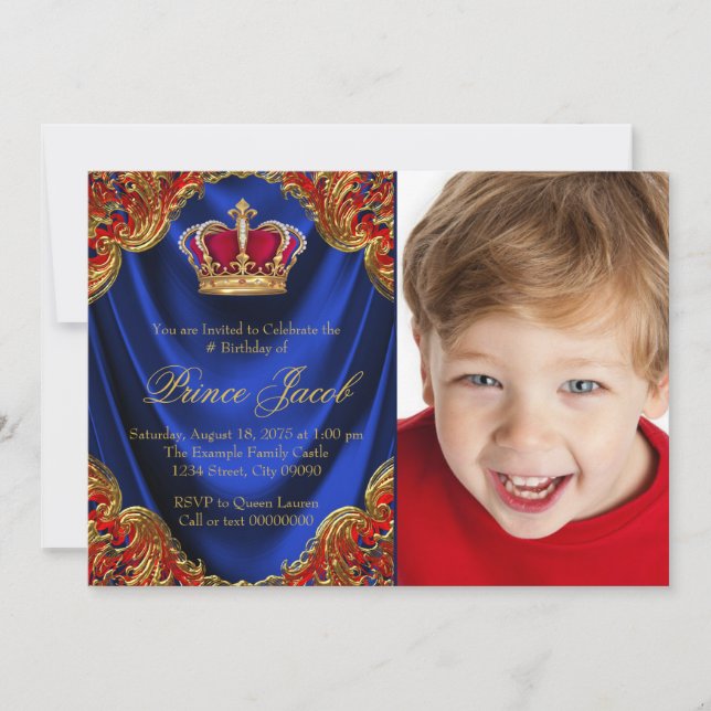 Invitation Fête d'anniversaire de Royal Prince (Devant)