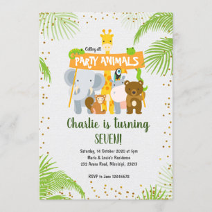 Invitation Fête d'anniversaire de safari de jungle d'animal