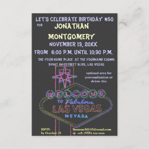 Invitation Fête d'anniversaire de signe de Las Vegas