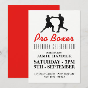 Invitation Fête d'anniversaire de silhouette de boxe