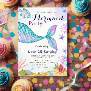 Invitation Fête d'anniversaire de sirène