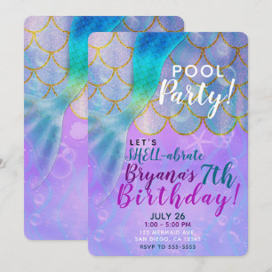 Invitation Fête d'anniversaire de sirène Iridescent Pearl Shi