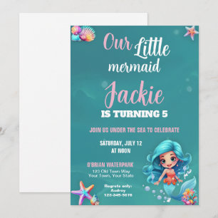 Invitation Fête d'anniversaire de sirène magique