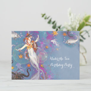 Invitation Fête d'anniversaire de sirène sous la mer