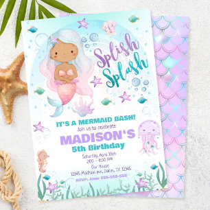 Invitation Fête d'anniversaire de sirène sous la mer Piscine