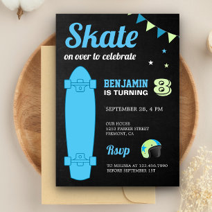 Invitation Fête d'anniversaire de skateboard pour enfants
