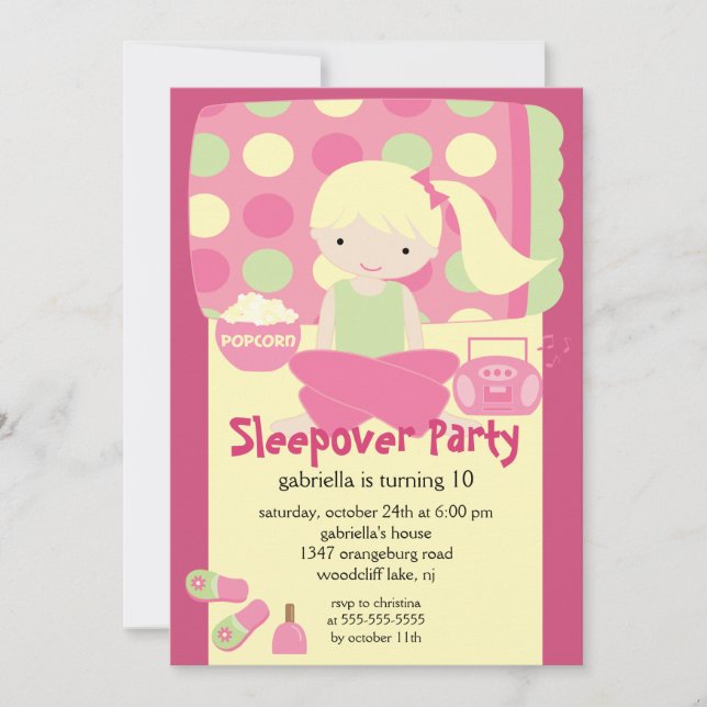 Invitation Fête d'anniversaire de Sleepover (Devant)