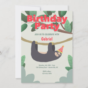 Invitation Fête d'anniversaire de Sloth