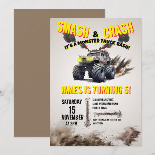 Invitation Fête d'anniversaire de SMASH & CRASH Monster