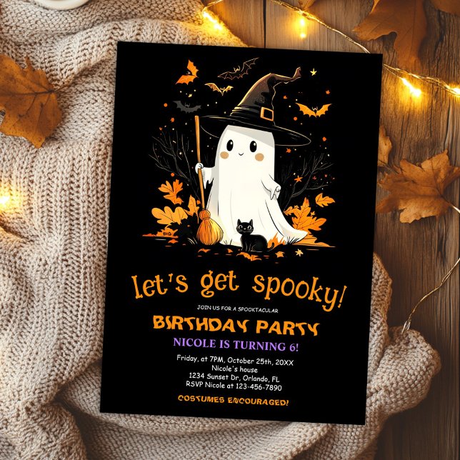 Invitation Fête d'anniversaire de sorcière fantôme Halloween (Ghost Witch Birthday Party Halloween Invitation)