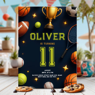 Invitation Fête d'anniversaire de sport Stars