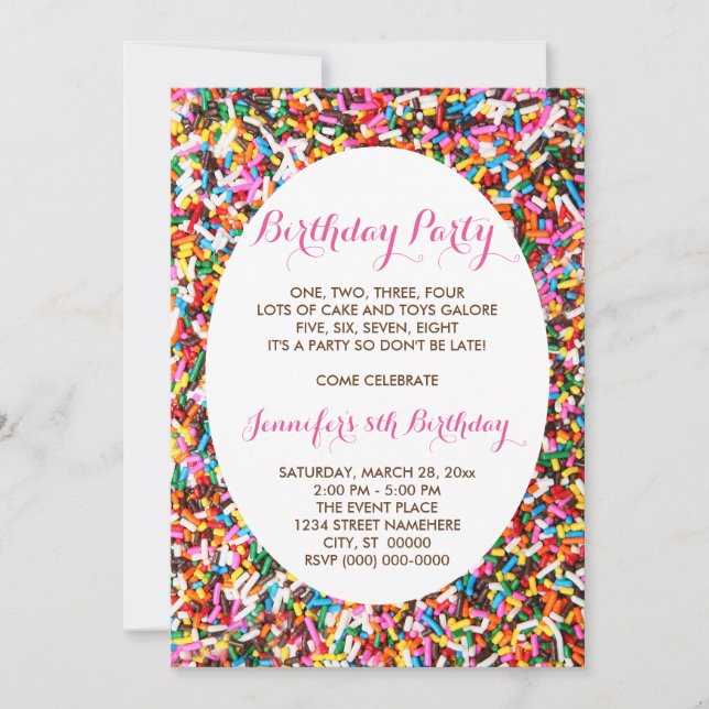 Invitation Fête d'anniversaire de Sprinkings (Devant)