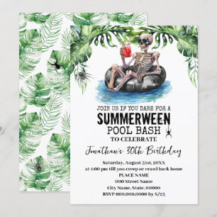 Invitation Fête d'anniversaire de squelette tropical de Summe