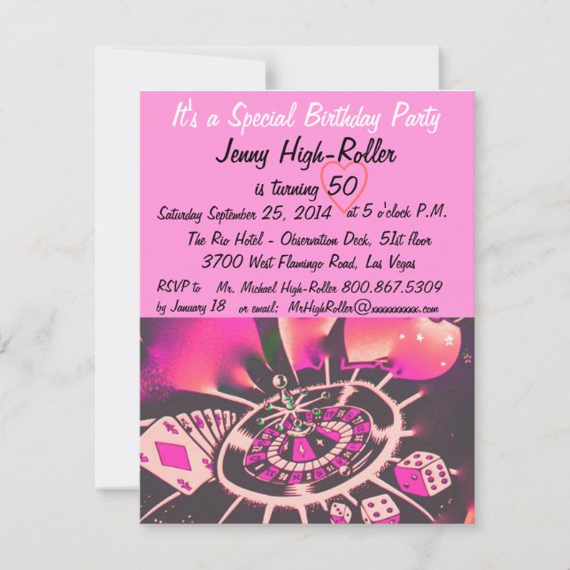 Invitation Fête d'anniversaire de style de Las Vegas (Devant)