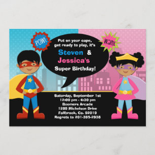 Invitation Fête d'anniversaire de super héros