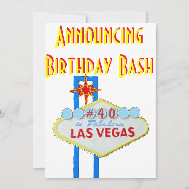 Invitation Fête d'anniversaire de surprise de Las Vegas (Devant)