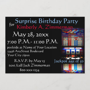 Invitation Fête d'anniversaire de surprise de machine à sous