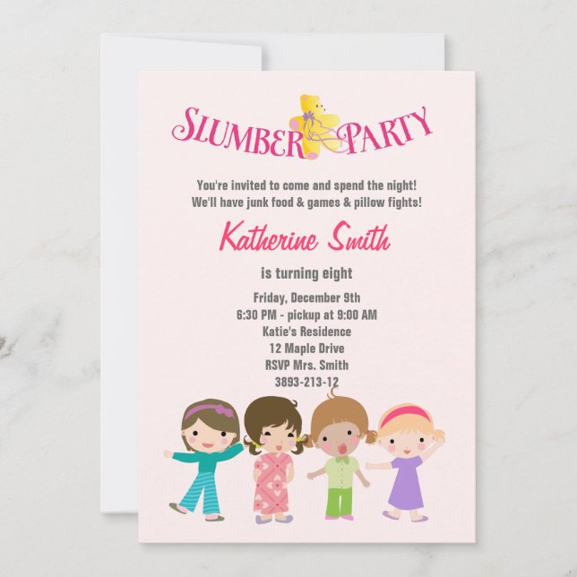 Invitation Fête d'anniversaire de Swood Slepover (Devant)