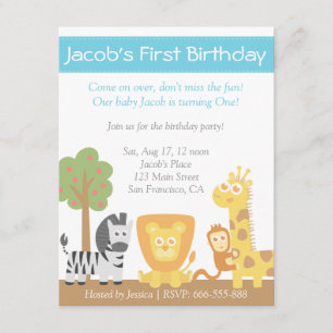 Invitation Fête d'anniversaire de thème d'animaux de safari
